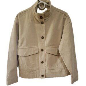 Avec Les Filles Anthropologie Womens Corduroy Jacket Utility Size M Beige Button